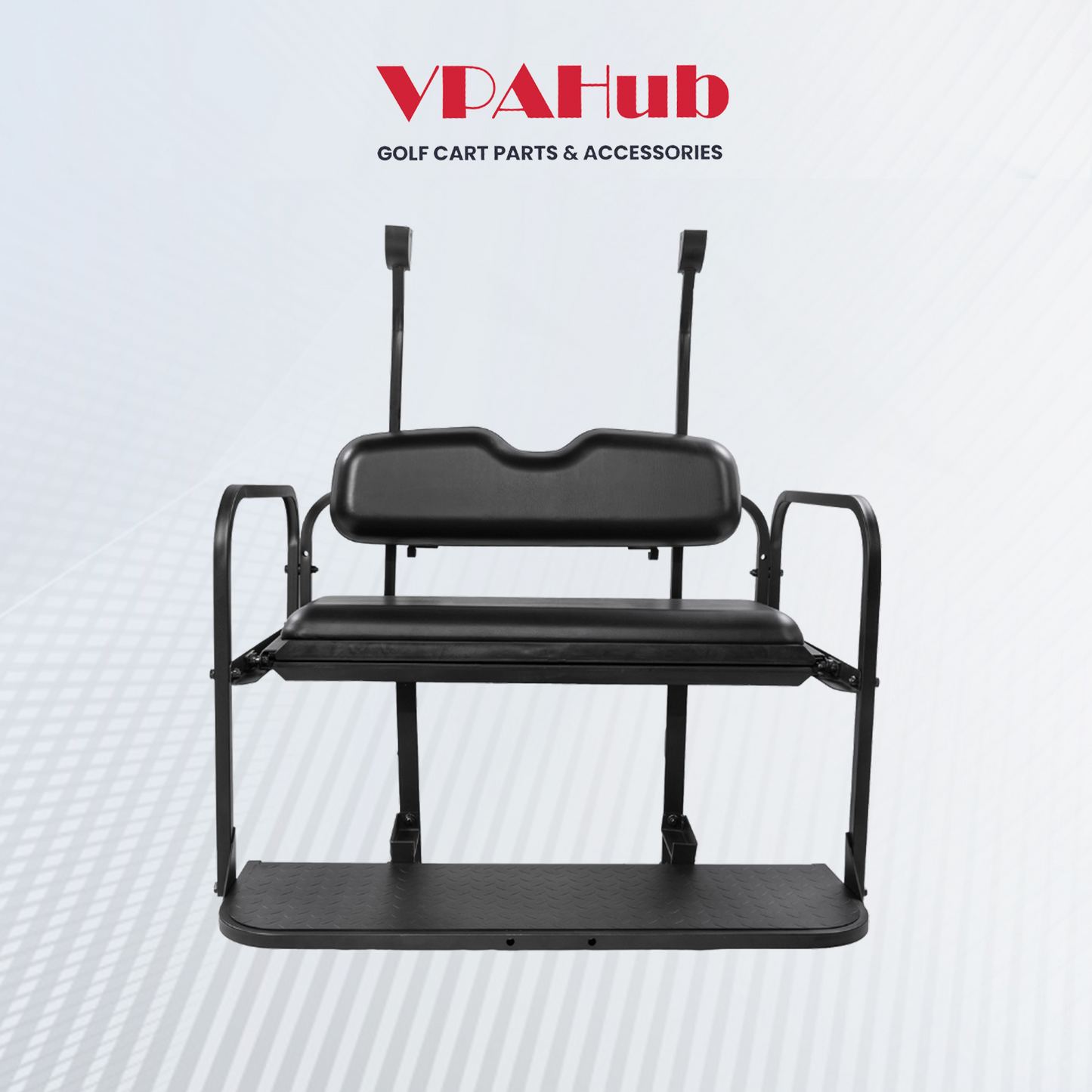 VPAHub Club Car Precedent/Tempo Flip Folding Black Seat Kit, Compatible with 2004-Up Gas or Electric Models, Black Cushions, Metal footrest