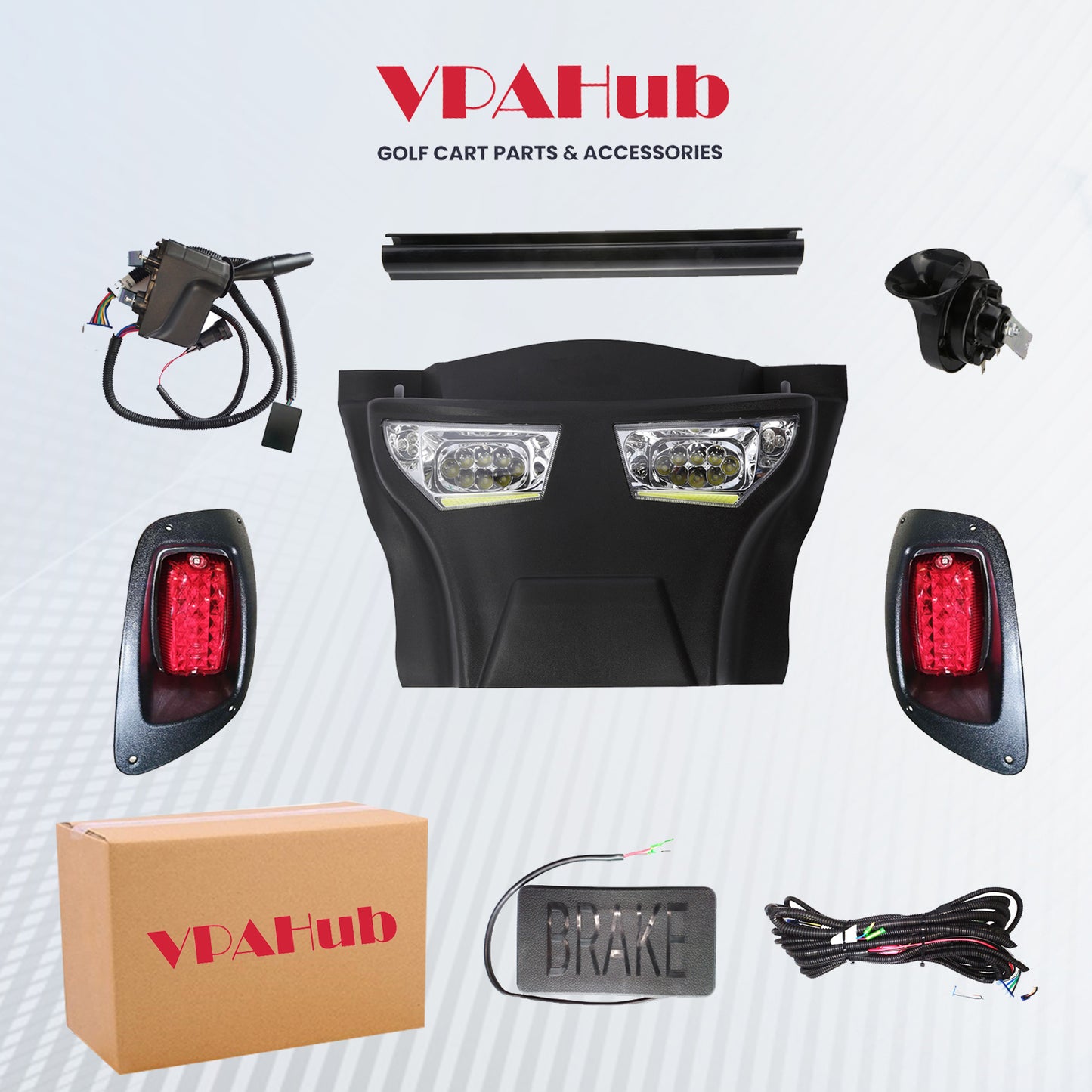 VPAHub EZGO RXV 2016+ Iron Man LED Deluxe Light Kit for 12V, LED Street Legal Headlight with Iron Man Bumper and Daytime Running lights