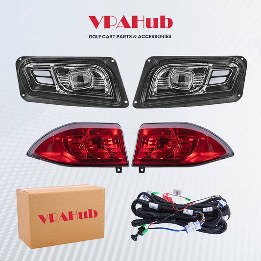 VPAHub Club Car Tempo LED Basic Light Kit 48V, 2 LED headlight, 2 LED taillight, 1 Basic wiring harness Instruction & hardware included