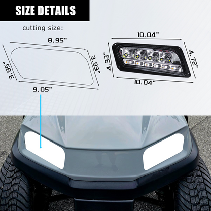 VPAHub Club Car Tempo LED Street Legal Light Kit 48V, LED High Low Beam headlight (OEM style), taillight, Upgraded wiring harness, Deluxe turn signal switch, Steering wheel cover, Brake pad switch