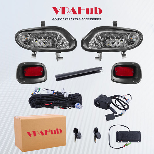 VPAHub EZGO TXT FREEDOM 2014+ LED Street Legal Light Kit 48V, LED High Low Beam headlight, LED taillight, Upgraded wiring harness, Deluxe turn signal switch,Horn, Steering wheel cover