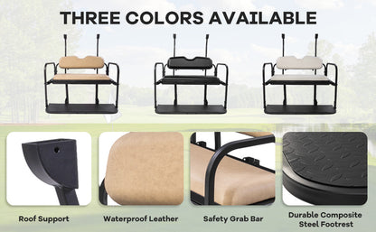 VPAHub Club Car Precedent/Tempo Flip Folding Beige Seat Kit, Compatible with 2004-Up Gas or Electric Models, Beige Cushions, Metal footrest